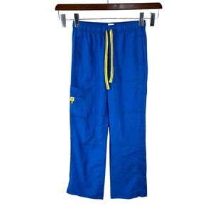 Spread Good Cheer Blue Scrub Pants Size S Cargo Unisex Elastic Waist Drawstring